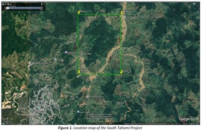 Figure 1. Location map of the South Tahami Project (CNW Group/Quimbaya Gold Inc.)